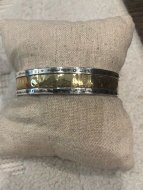 Jeep Collins Sterling Silver & Brass Cuff Bracelet 2 1/4 inch Vintage